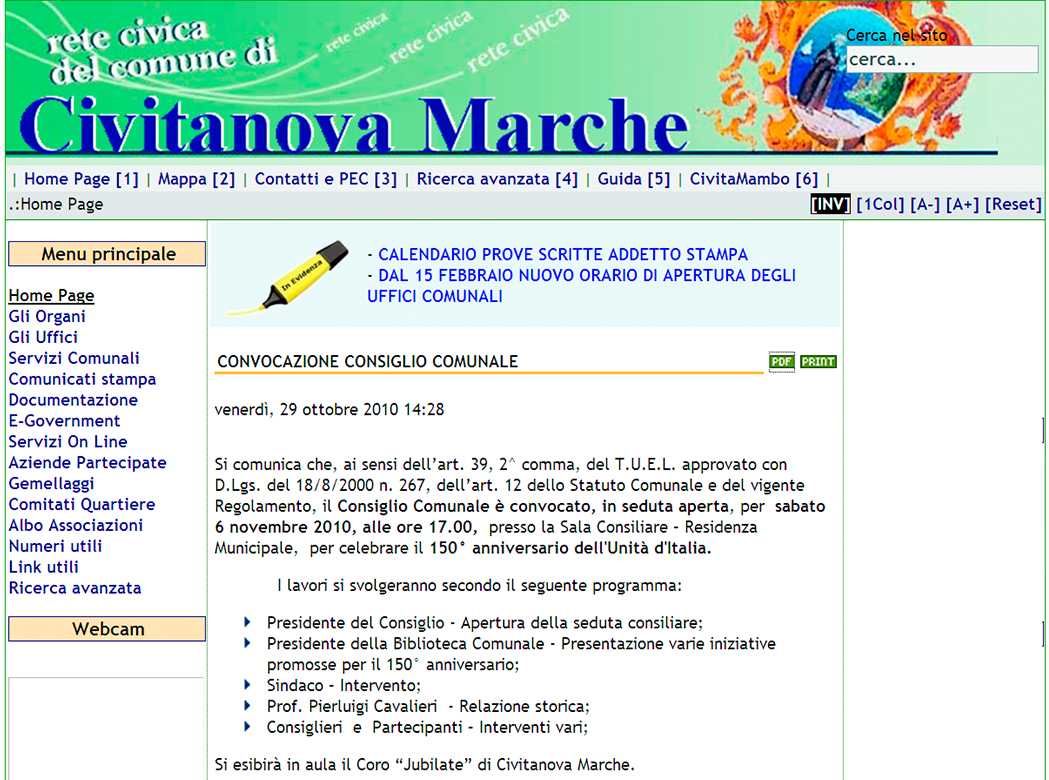 Comune di Civitanova Marche - Home Page del sito di venerdi 29 ottobre, ore 14:28