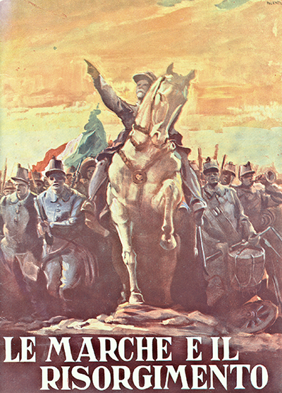 Copertina dell'opuscolo di Angelo Fucili: Le Marche e il Risorgimento edito nel 1961 a cura in Ancona del Comitato per le Celebrazioni dell'Unità d'Italia